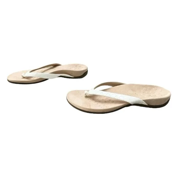 Vionic Cream Sandals with Contoured Footbed Dillon Toe Post Sandals White Croc