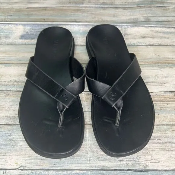 Vionic Flip Flop Mens Size 9 Elijah Toe Post Leather Sandals Thong Black