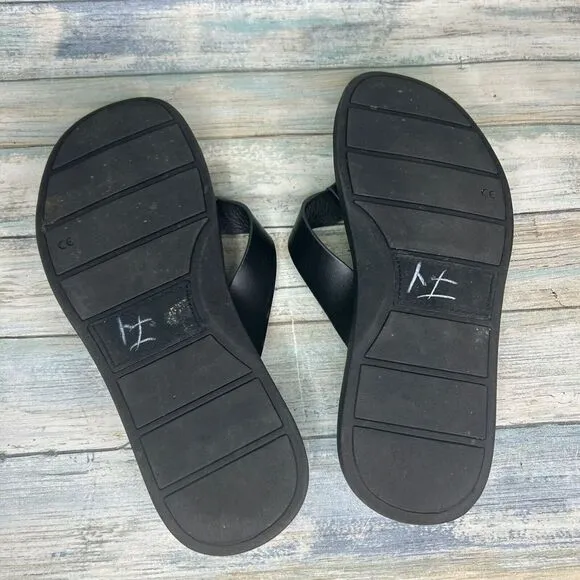 Vionic Flip Flop Mens Size 9 Elijah Toe Post Leather Sandals Thong Black