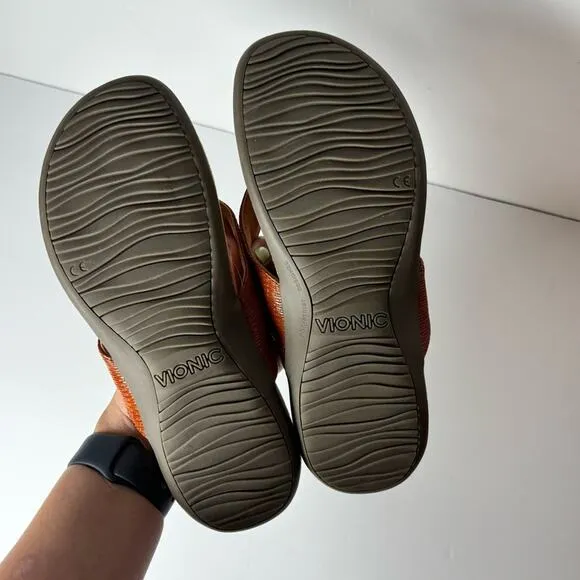 VIONIC HILDA WOMEN COMFORTABLE THONG SANDALS WITH GOLD ACCENT SIZE USA 8