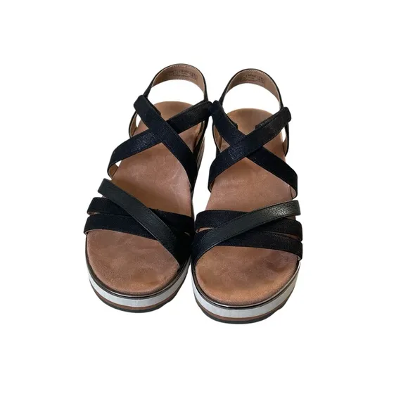VIONIC Kellyn Strappy Platform Sandals Black White 7.5