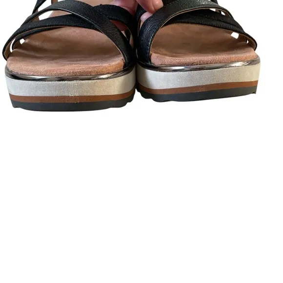 VIONIC Kellyn Strappy Platform Sandals Black White 7.5