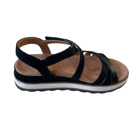 VIONIC Kellyn Strappy Platform Sandals Black White 7.5