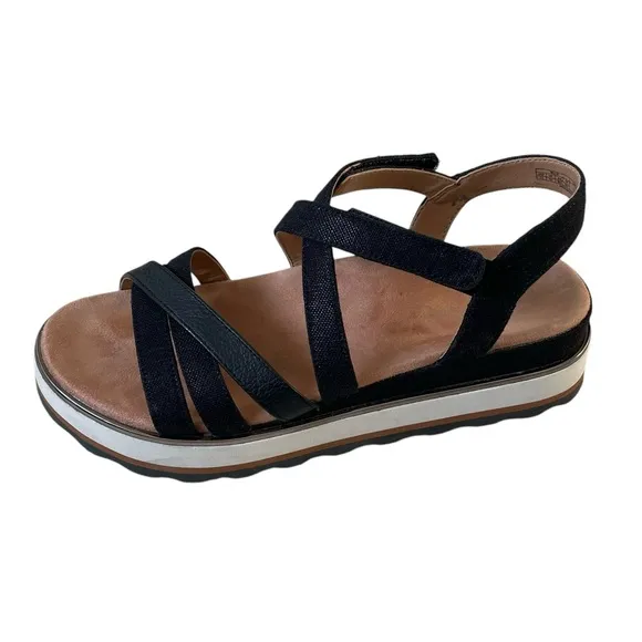 VIONIC Kellyn Strappy Platform Sandals Black White 7.5