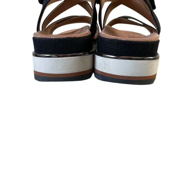 VIONIC Kellyn Strappy Platform Sandals Black White 7.5