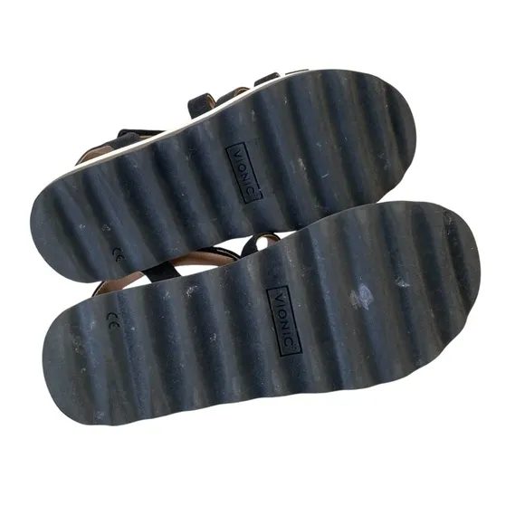 VIONIC Kellyn Strappy Platform Sandals Black White 7.5