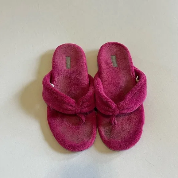 Vionic Lydia Pink fuzzy flip flop sandals 7.5