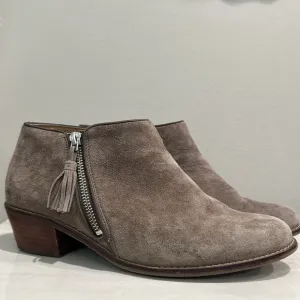 Vionic Suede Upper Stacked Heel Side Zipper Tassel Ankle Booties Boots 8