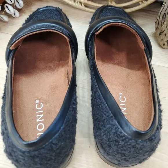 Vionic Women's 6.5 Mylene Boucle Loafers Classy Professional Slip On Shoes Black