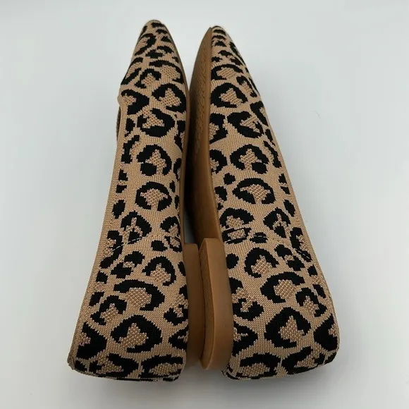 Vivaia Margot Knit Square Toe Flats Leopard Print Sz41