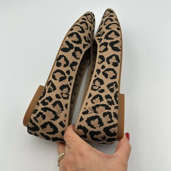 Vivaia Margot Knit Square Toe Flats Leopard Print Sz41