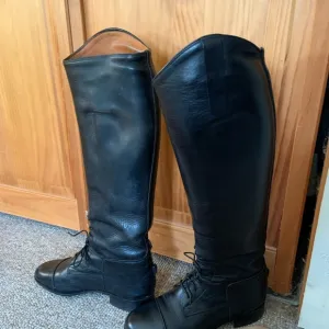 VOGEL pull on field boots custom but equivalent to 7 regular calf BLACK LEATHER