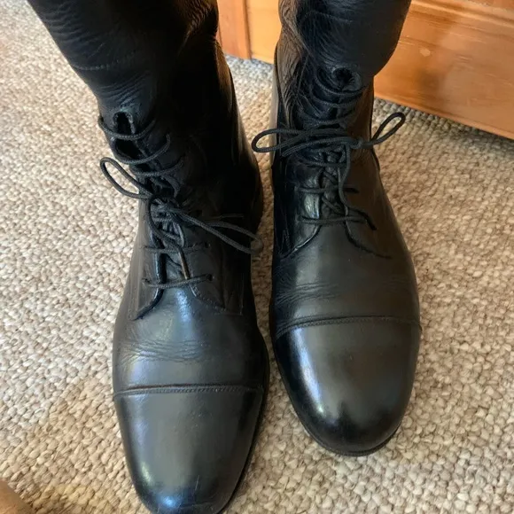 VOGEL pull on field boots custom but equivalent to 7 regular calf BLACK LEATHER