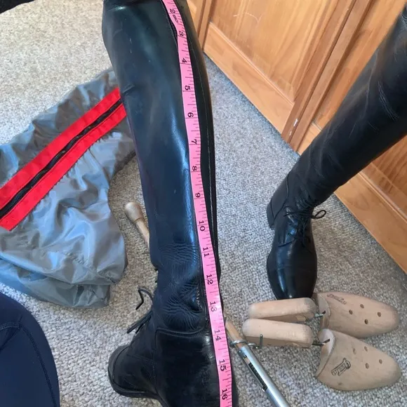 VOGEL pull on field boots custom but equivalent to 7 regular calf BLACK LEATHER