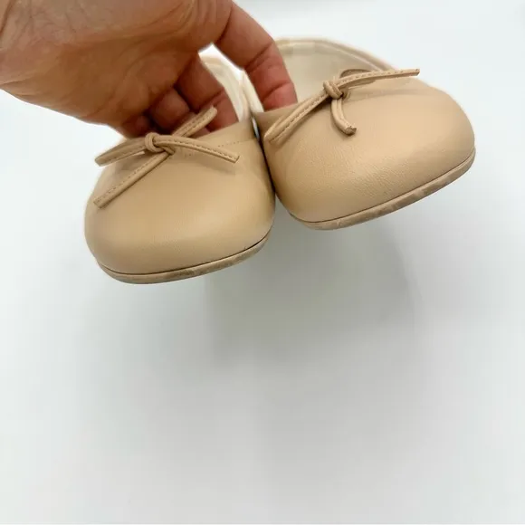 Von Holzhausen The Ballet Flat neutral latte color bow toe vegan round toe