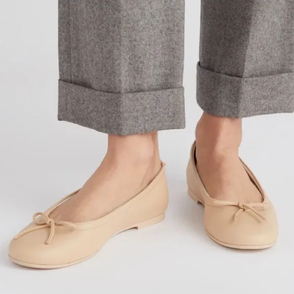 Von Holzhausen The Ballet Flat neutral latte color bow toe vegan round toe