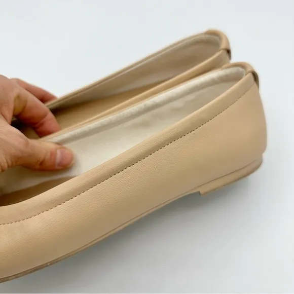 Von Holzhausen The Ballet Flat neutral latte color bow toe vegan round toe