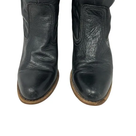 VTG Dexter Leather Heeled Boots Women 7.5 Midcalf Fold Over Boho Western 80s USA