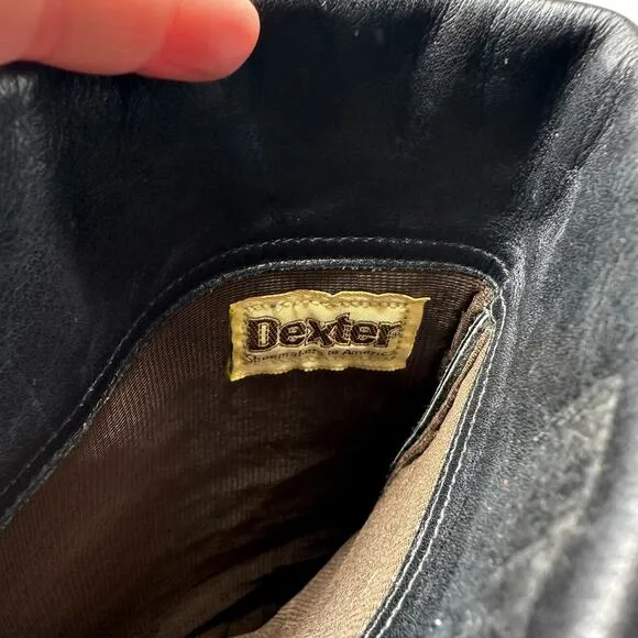 VTG Dexter Leather Heeled Boots Women 7.5 Midcalf Fold Over Boho Western 80s USA