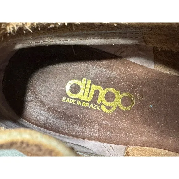 VTG Dingo Leather Ankle Boots Vibram Sole 10M Wood Stacked Heel Made In Brazil