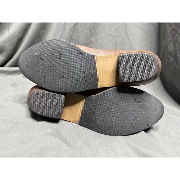 VTG Dingo Leather Ankle Boots Vibram Sole 10M Wood Stacked Heel Made In Brazil