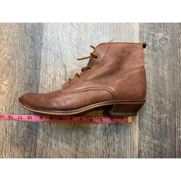 VTG Dingo Leather Ankle Boots Vibram Sole 10M Wood Stacked Heel Made In Brazil