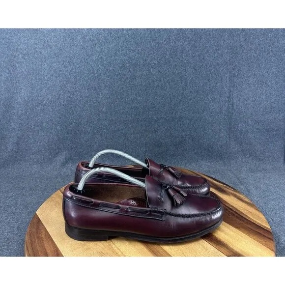 Vtg GH Bass Weejuns Loafers Mens 10D Burgundy Leather Grayson Tassel USA Made