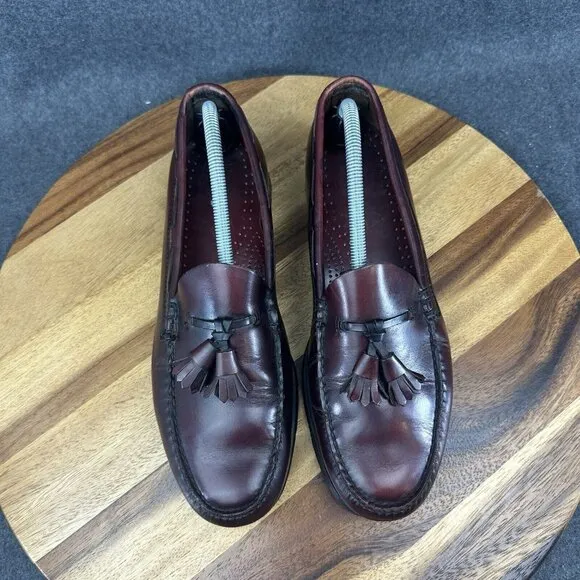Vtg GH Bass Weejuns Loafers Mens 10D Burgundy Leather Grayson Tassel USA Made