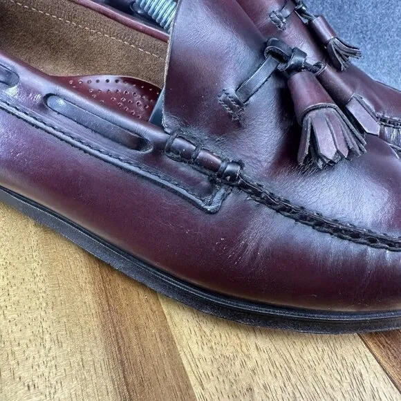 Vtg GH Bass Weejuns Loafers Mens 10D Burgundy Leather Grayson Tassel USA Made