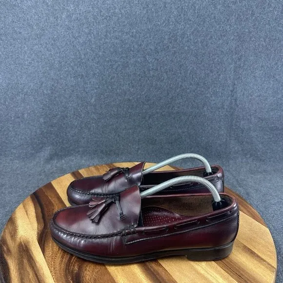 Vtg GH Bass Weejuns Loafers Mens 10D Burgundy Leather Grayson Tassel USA Made