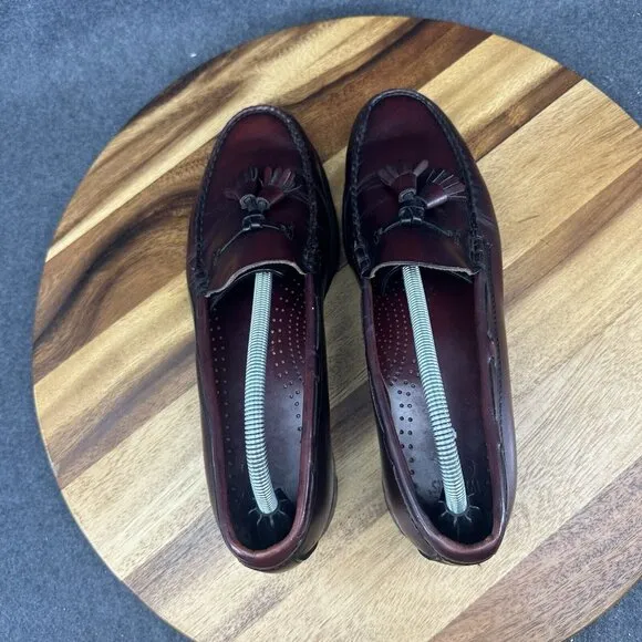 Vtg GH Bass Weejuns Loafers Mens 10D Burgundy Leather Grayson Tassel USA Made