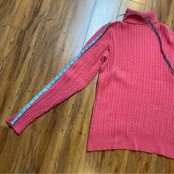 Vtg Precious Fibers Bubblegum Pink Cashmere Turtleneck Sweater Size L