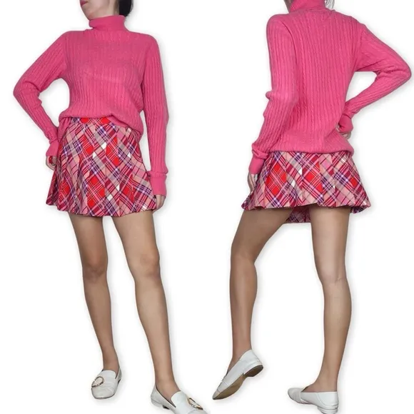 Vtg Precious Fibers Bubblegum Pink Cashmere Turtleneck Sweater Size L