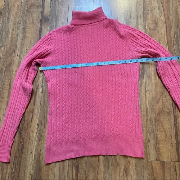Vtg Precious Fibers Bubblegum Pink Cashmere Turtleneck Sweater Size L