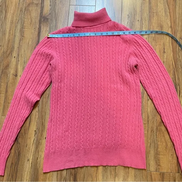 Vtg Precious Fibers Bubblegum Pink Cashmere Turtleneck Sweater Size L