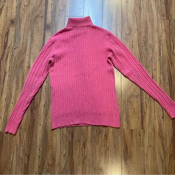 Vtg Precious Fibers Bubblegum Pink Cashmere Turtleneck Sweater Size L