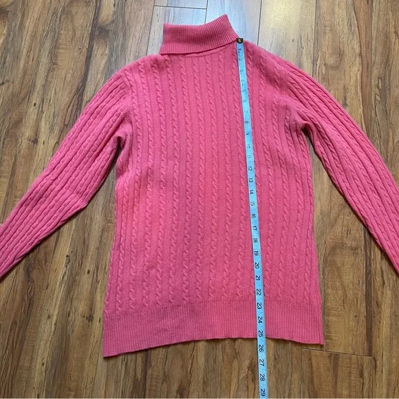Vtg Precious Fibers Bubblegum Pink Cashmere Turtleneck Sweater Size L