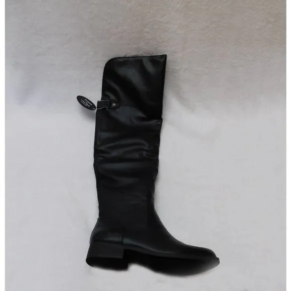 W567 Sun   Stone Black Wide Calf Allicce Faux Leather Over-The-Knee Boots 8.5 M