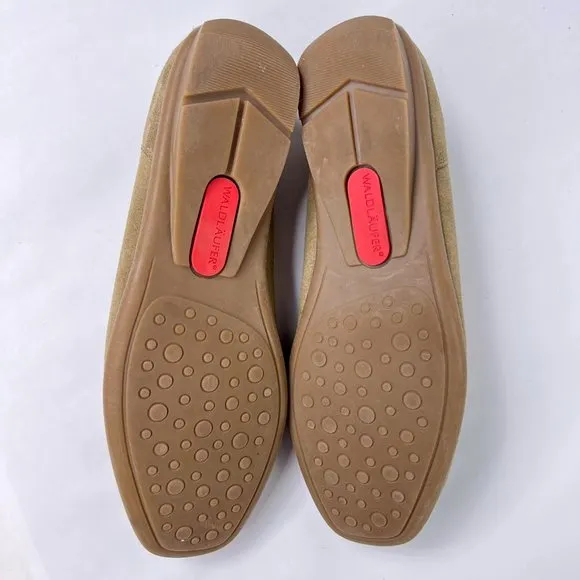 Waldlaufer Harriet Brown Suede White Croc Embossed Slip On Wedge Heel Loafers 41