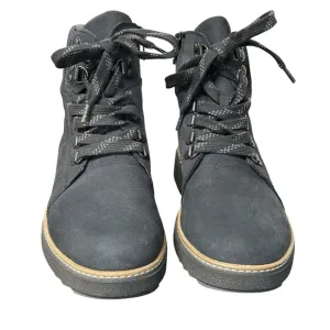 Waldläufer Black Lace Up Pebbled Leather Boots Size 10 Wide Width Euro 41 UK 8.5