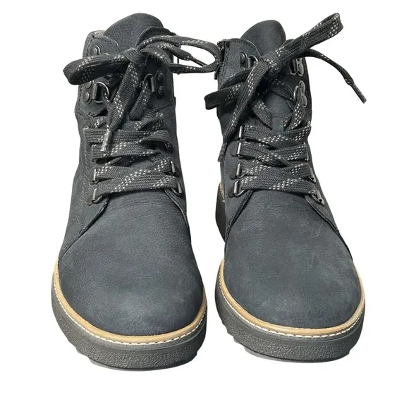Waldläufer Black Lace Up Pebbled Leather Boots Size 10 Wide Width Euro 41 UK 8.5