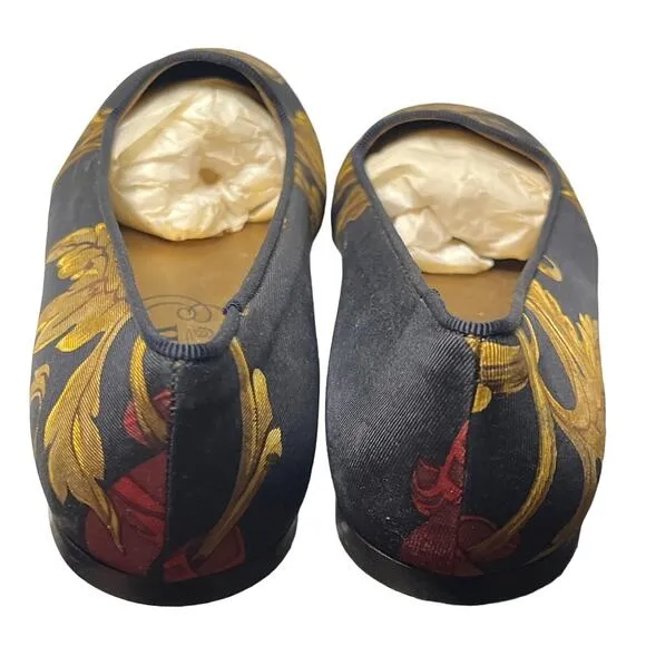 Wathne Silk Stag Deer Design Flats Shoes Size 6.5 Vintage