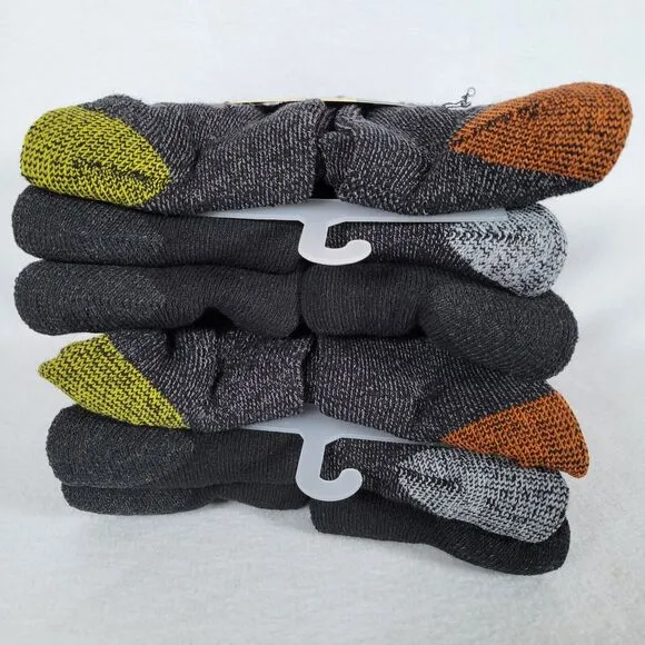Wells Lamont Mens Work Crew Socks Size 7-12 Gray 6-Pack Cushion Comfort Lot