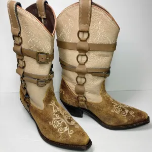 Western Rockin Country Boots Genuine Leather