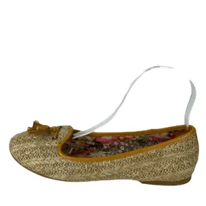 Wheat Color &amp; Mustard Leather Trim &amp; Tassel Loafers Size 7.5