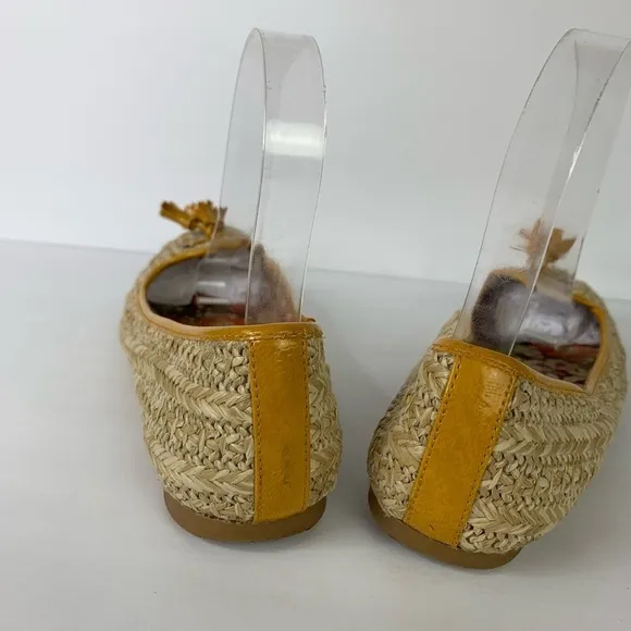 Wheat Color &amp; Mustard Leather Trim &amp; Tassel Loafers Size 7.5