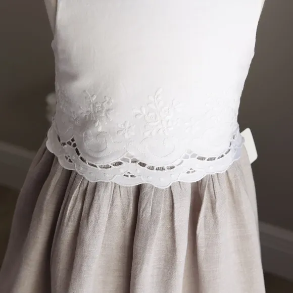 White and Flax Linen Dress Bailey Boys Girls Size 6 Beach Portrait Vacation