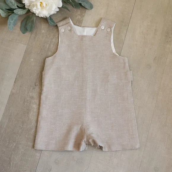 White and Flax Linen Dress Bailey Boys Girls Size 6 Beach Portrait Vacation