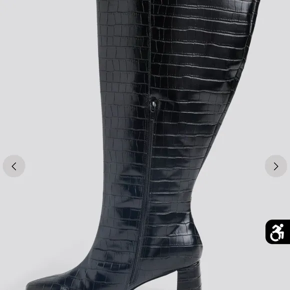 Wide Calf Faux Croc Leather Boots