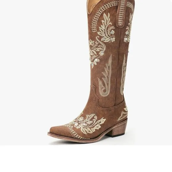 Wide Calf Knee High Cowgirl boots
